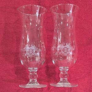 Clear Etched Hurricane Glasses - Set of 2